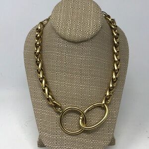 White House Black Market Interlocking Oval & Circle Chain Necklace, Gold Tone